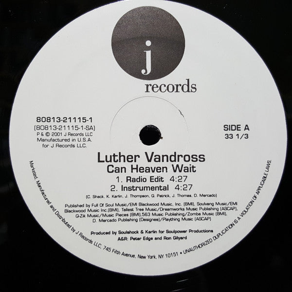 Luther Vandross - Can Heaven Wait (12"")