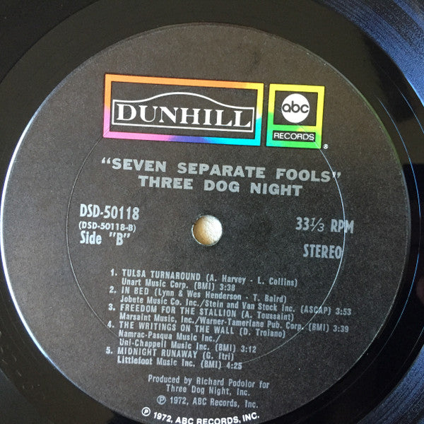 Three Dog Night - Seven Separate Fools (LP, Album, Pit)