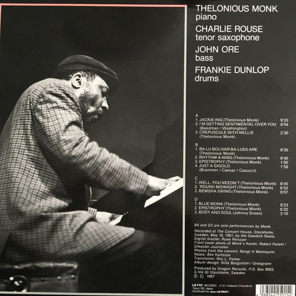 Thelonious Monk Quartet* - Live In Stockholm 1961 (2xLP, Album)