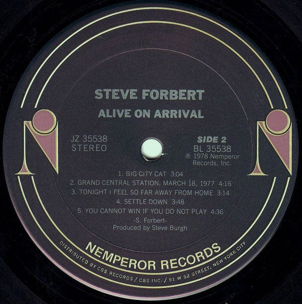Steve Forbert - Alive On Arrival (LP, Album, Pit)