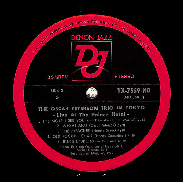 The Oscar Peterson Trio - In Tokyo (Live At The Palace Hotel)(LP, A...