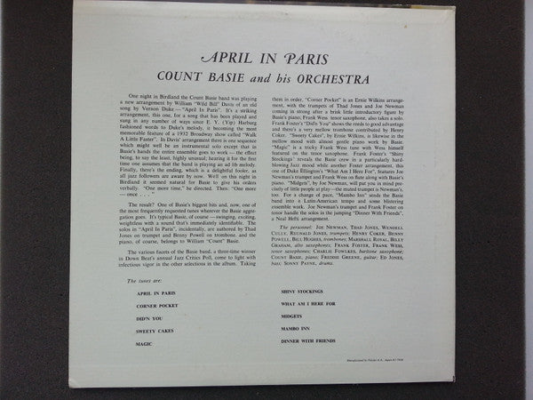 Count Basie And His Orchestra* - April In Paris (LP, Album, Mono, RE)