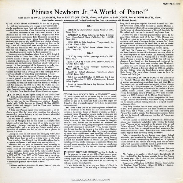 Phineas Newborn Jr. - A World Of Piano! (LP, Album, RE)