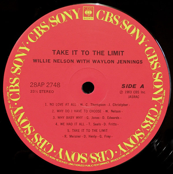 WillIe Nelson With Waylon Jennings* - Take It To The Limit (LP, Album)