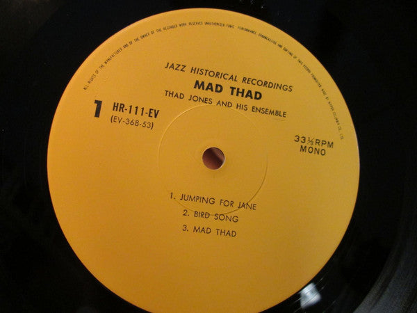 Thad Jones And His Ensemble - Mad Thad (LP, Album, Mono)