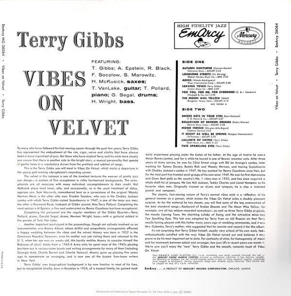 Terry Gibbs - Vibes On Velvet (LP, Album, RE)