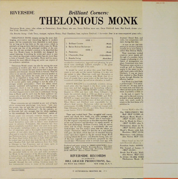 Thelonious Monk - Brilliant Corners = ブリリアント・コーナーズ(LP, Album, Mono,...