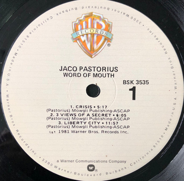 Jaco Pastorius - Word Of Mouth (LP, Album, Jac)