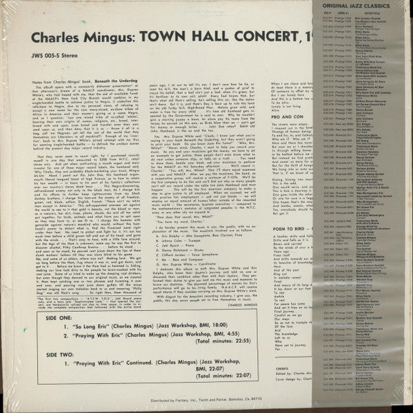 Charles Mingus - Town Hall Concert (LP, Album, RE)