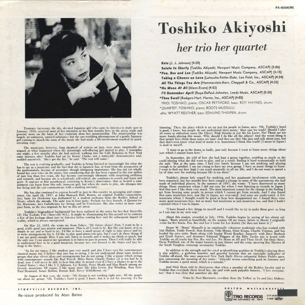 Toshiko* - Her Trio, Her Quartet (LP, Album, Mono, RE)