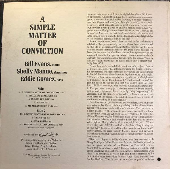 Bill Evans - A Simple Matter Of Conviction(LP, Album, Mono)