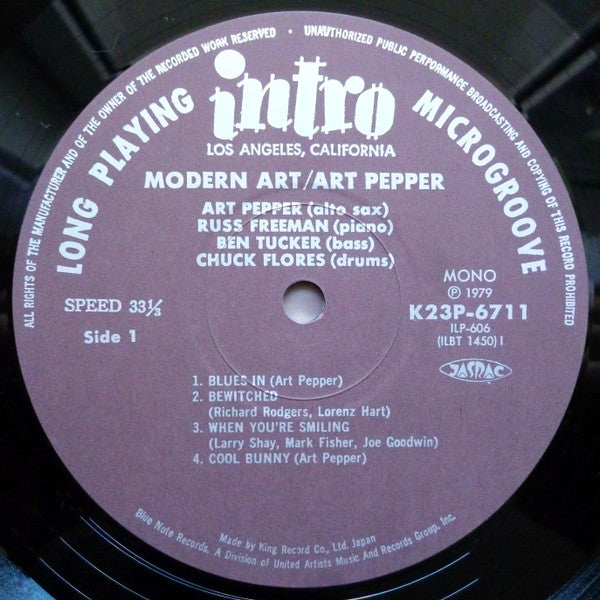 Art Pepper Quartet - Modern Art (LP, Album, Mono, RE)