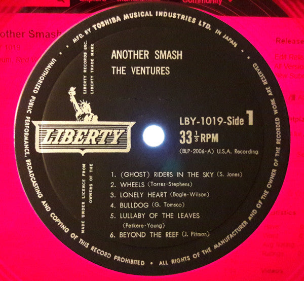 The Ventures - Another Smash (LP, Album, Mono, Red)