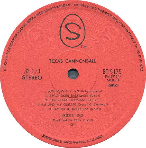 Freddie King - Texas Cannonball (LP, Album, RE)