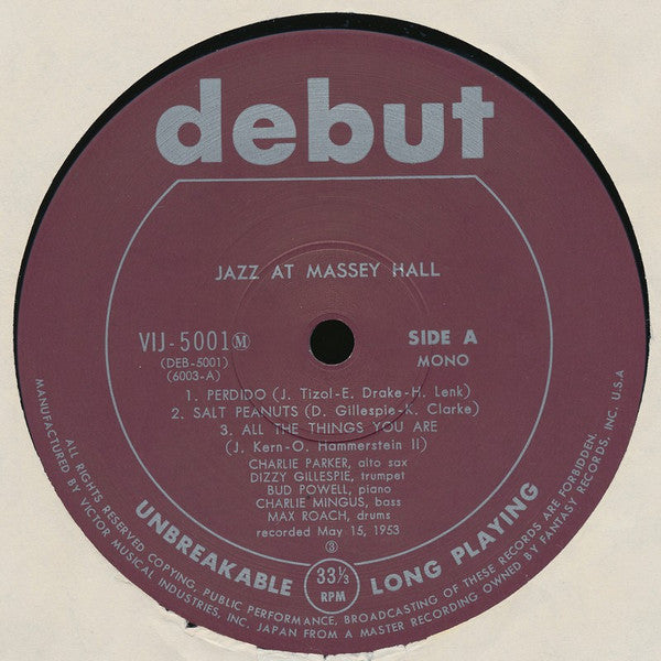 The Quintet - Jazz At Massey Hall (LP, Album, Mono, RE)