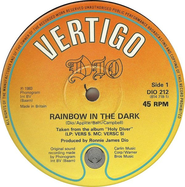 Dio (2) - Rainbow In The Dark (12"", Single)