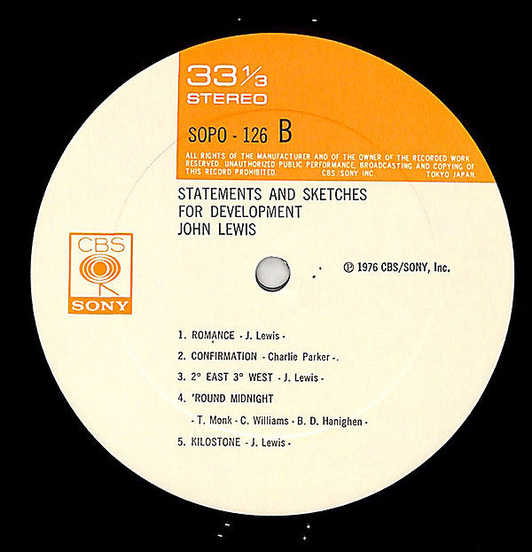 John Lewis (2) - Statements And Sketches For Development (LP, Album)