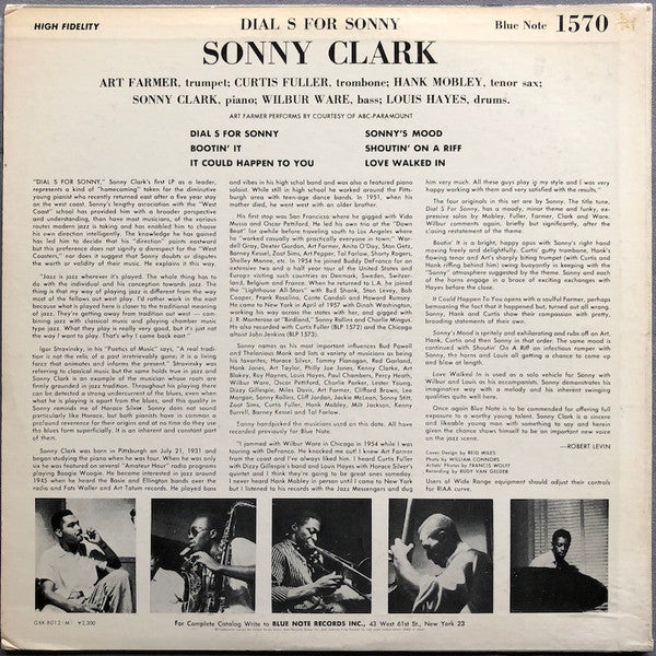 Sonny Clark - Dial ""S"" For Sonny (LP, Album, Mono, RE)