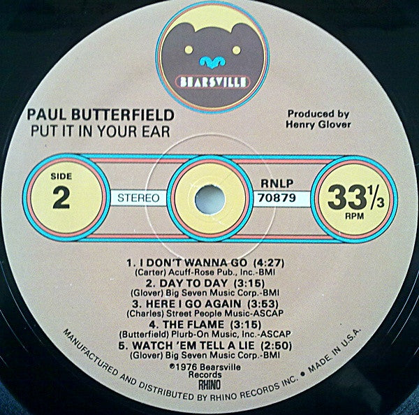 Paul Butterfield - Put It In Your Ear (LP, Album, RE)