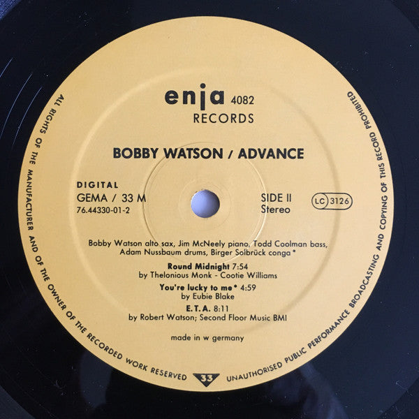 Bobby Watson (2) - Advance (LP, Album)