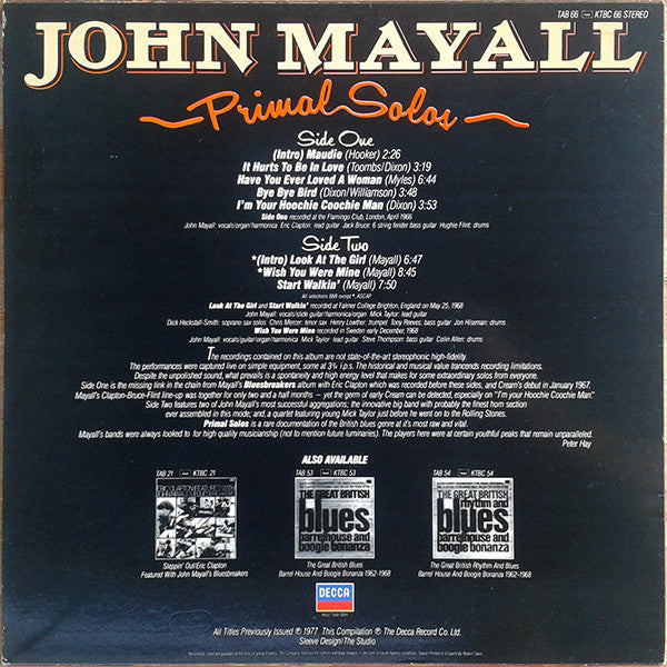 John Mayall - Primal Solos (LP, Album, RE)