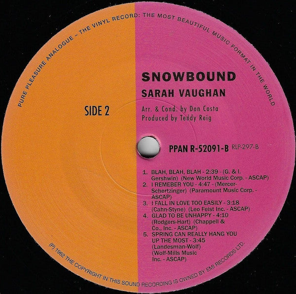 Sarah Vaughan - Snowbound (LP, Album, Mono, Ltd, RE, RM, 180)
