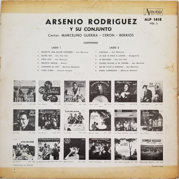 Arsenio Rodriguez Y Su Conjunto - Vol. 2 (LP, Album, Mono)