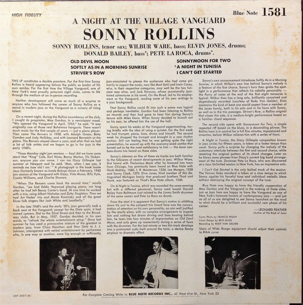 Sonny Rollins - A Night At The ""Village Vanguard"" = ヴィレッジ・ヴァンガードの...
