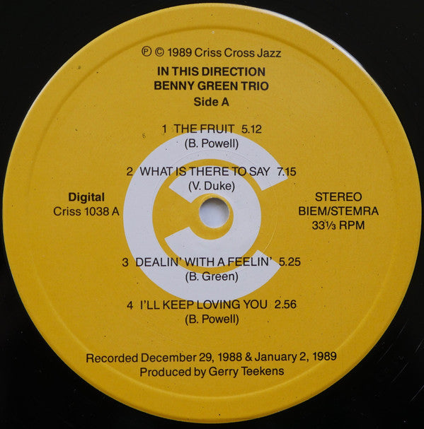 The Benny Green Trio - In This Direction(LP, Album)