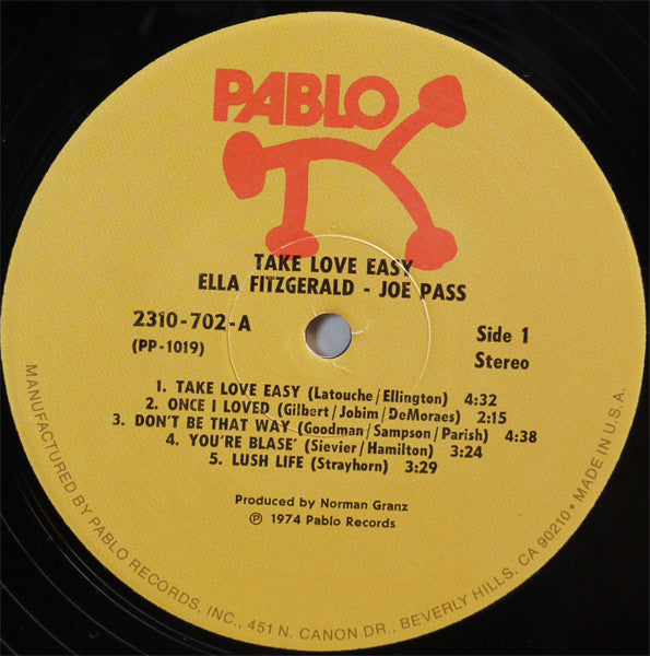 Ella Fitzgerald & Joe Pass - Take Love Easy (LP, Album)