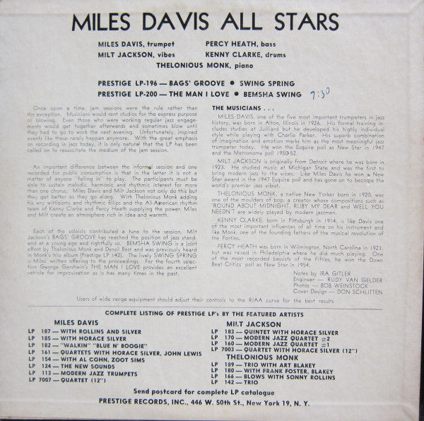 Miles Davis All Stars - Miles Davis All Stars (Vol. 2) (10"", Mono)