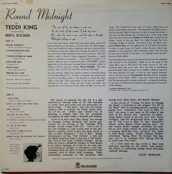 Teddi King, Beryl Booker - 'Round Midnight (LP, Mono, RE)