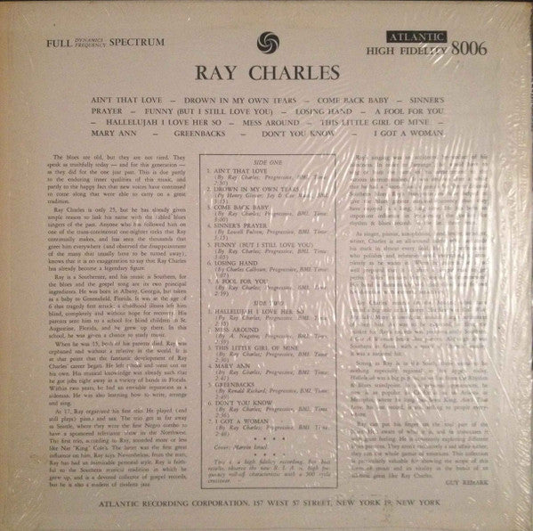 Ray Charles - Ray Charles (LP, Album, Mono, RE)