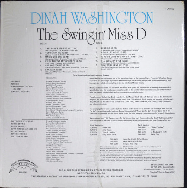 Dinah Washington - The Swingin' Miss D (LP, Album, Mono, RE)