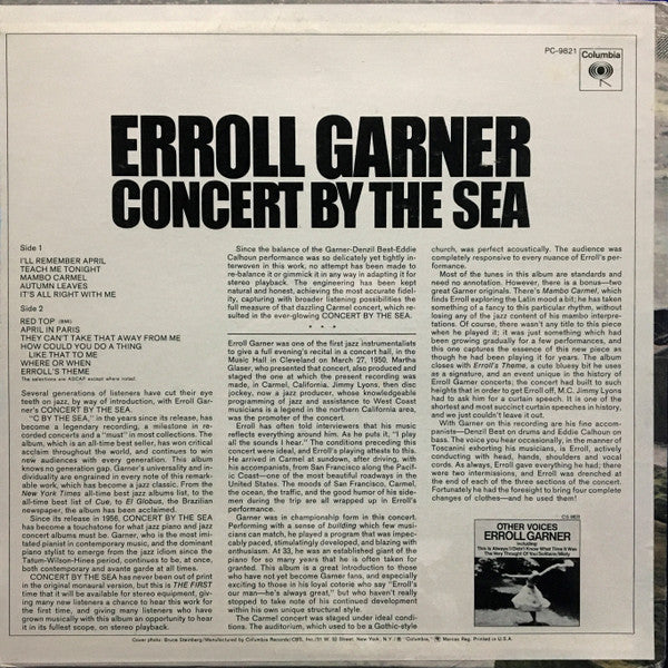 Erroll Garner - Concert By The Sea (LP, Album, Re-)