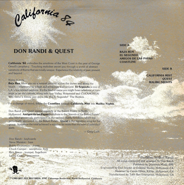 Don Randi & Quest* - California 84 (LP, Album)