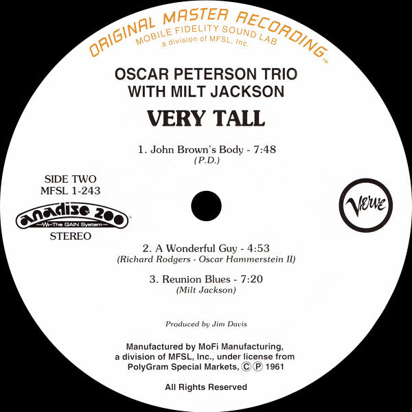 The Oscar Peterson Trio - Very Tall(LP, Ltd, Num, RE, Gat)