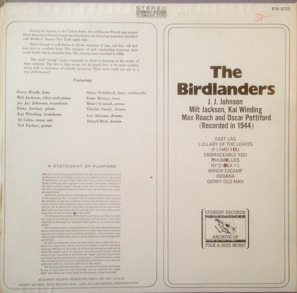 The Birdlanders - The Birdlanders (Recorded In 1944)(LP, Album, RE)
