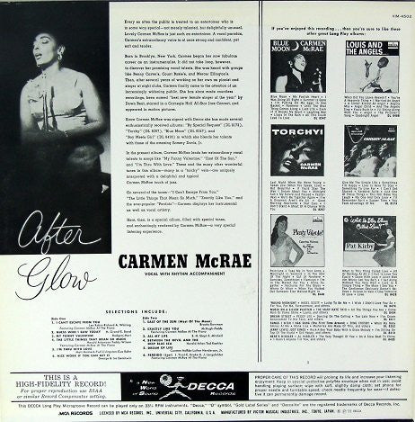 Carmen McRae - After Glow (LP, Mono)