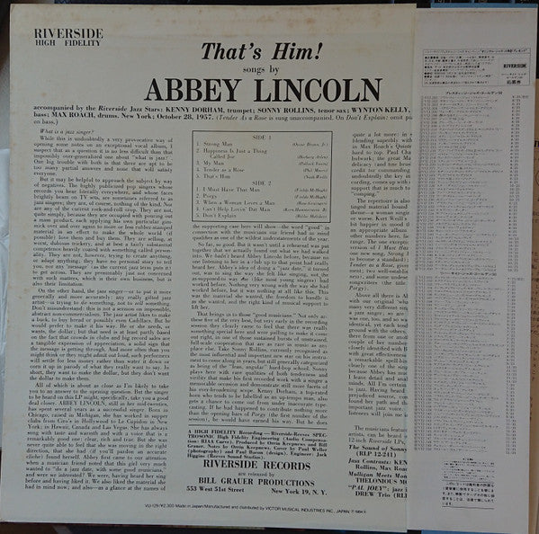 Abbey Lincoln - That's Him(LP, Album, Mono, RE)
