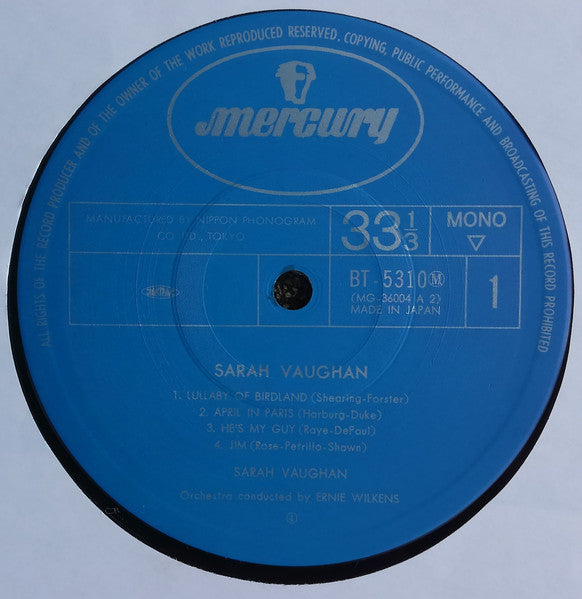 Sarah Vaughan - Sarah Vaughan (LP, Album, Mono, RE)