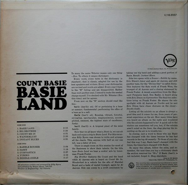 Count Basie - Basie Land (LP, Mono)