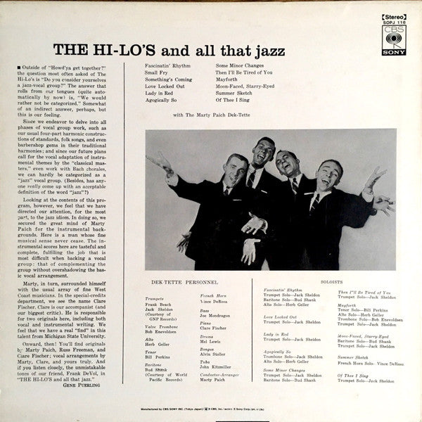 The Hi-Lo's - And All That Jazz(LP, Album, Promo, RE)