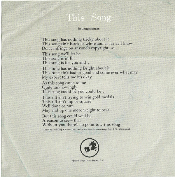 George Harrison - This Song (7"", Single)