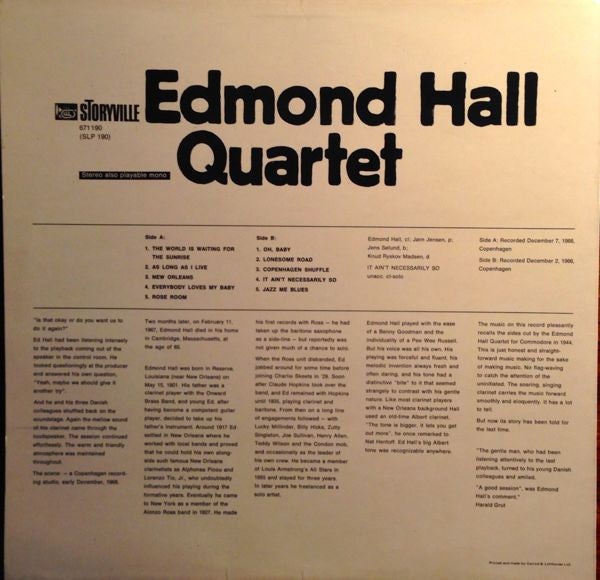 Edmond Hall Quartet* - Edmond Hall Quartet (LP)