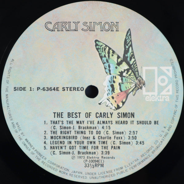 Carly Simon - The Best Of Carly Simon (LP, Comp, RE)