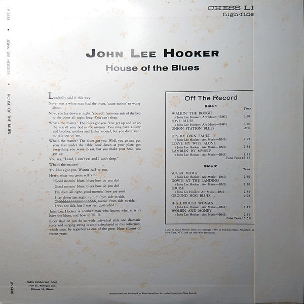 John Lee Hooker - House Of The Blues (LP, Album, RE)