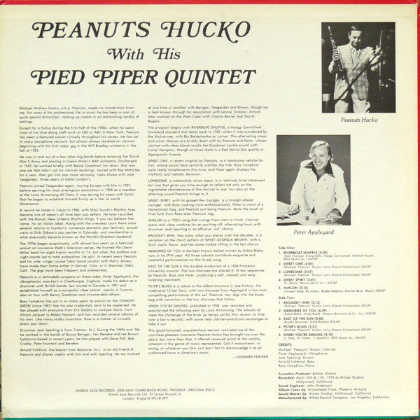 Peanuts Hucko - Peanuts Hucko With His Pied Piper Quintet(LP, Album)