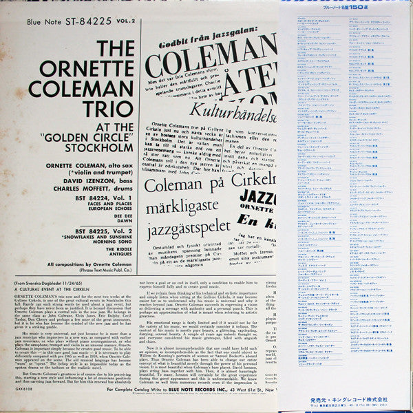 The Ornette Coleman Trio - At The ""Golden Circle"" Stockholm - Vol...