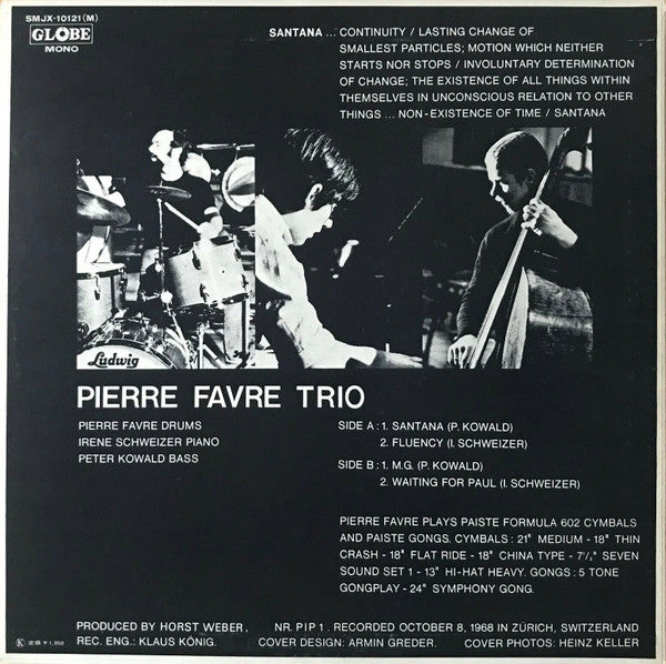 Pierre Favre Trio - Santana (LP, Album, Mono)